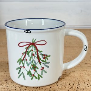 Keramiktasse 460 ml Weihnachtsmotiv mit Mistelzweig