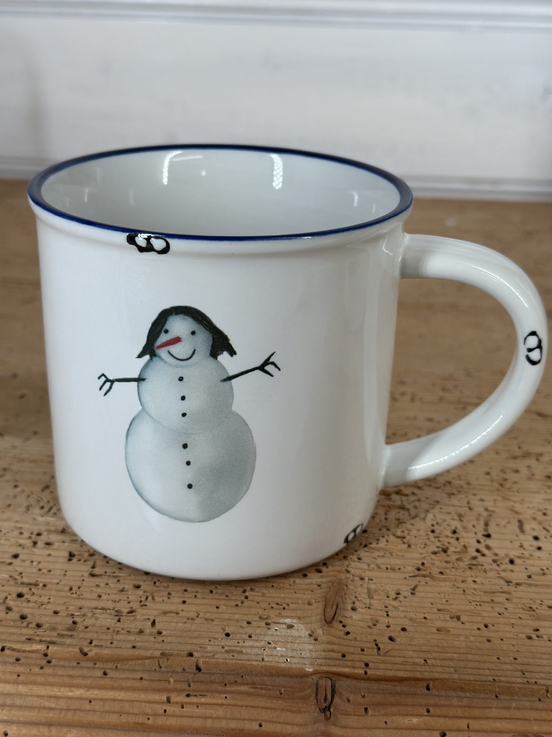 Keramiktasse 460 ml Weihnachtsmotiv mit Schneemann